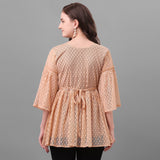 Wedani Women'S Casual Bell Sleeves Top (Medium Peach),Peach,M,Polyester,Casual,
