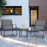 Ainfox 3 Piece Patio Furniture Set, All Weather Textile Outdoor Conversation Set with Rocking Bistro Chairs and Table, Small Pat