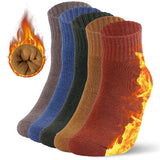 Kanav 5 Pairs Wool Socks For Women Thick Boot Socks Comfy Slouch Crew Socks Cozy Athletic Socks Warm Winter Thermal Socks, Red, 