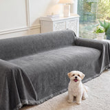 MEETSKY Couch Covers for Dogs, Washable Couch Covers, Pet Sofa Covers for 3 Cushion Couch, Chenille Thick Sectional Couch Cover Blanket Modern Furniture Protector Covers, 91 x 134, Dark Grey