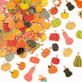 MARFOREVER 120 PCS Pumpkin Charms for Jewelry Making, Fall Charm Assorted Thanksgiving Autumn Enamel Pumpkin Alloy Charms Pendan