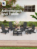 KINGYES Adirondack Side Table, Patio Outdoor Rectangular End Table, Black
