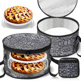 Insulated Round Pie Carrier 12 Inch with Cooling Rack,Black Paisley