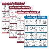 Palace Learning 4 Pack - Resistance Bands Workout Posters Volume 1, 2 & 3 + Warm Up Exercise Chart (LAMINATED, 18 x 24)
