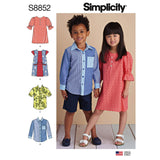 Simplicity S8852 Childs Childrens Shirt and Dress Sewing Patterns, Sizes 38
