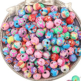 DAHI 200pcs Clay Beads Round Flower 8mm Acrylic Beads Craft Beads for Jewellery Making DIY Necklaces Bracelet (8x8mm)