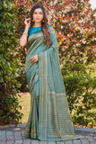 Glory Sarees Womens Banarasi Silk Saree With Blouse Piece (Banarasi_Saree134_Firozi)