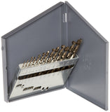 Chicago Latrobe 550 Series Cobalt Steel Jobber Length Drill Bit Set with Metal Case, Gold Oxide Finish, 135 Degree Split Point, 