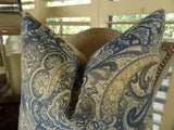 Plutus Brands Plutus Paciotti Handmade Throw Pillow, 20 X 30 Queen, Navy/Blue/Taupe