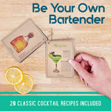 Mixology Bartender Kit - 8-Piece Cocktail Shaker Set with Wood Stand, Recipe Cards, and Bar Accessories Ideas (Silver)