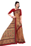 Tamaira Fashion Womens Plain Weave Pure Cotton Saree Without Blouse Piece (1456_Beigeandred)