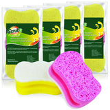 Scrub Sponge by Scrubit Multipurpose Cellulose Cleaning Sponges with Non Scratch Scouring Pad for Dishes, Pots, Pans, Glass Coo