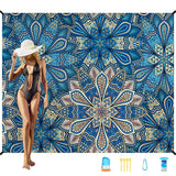 Famstar Beach Blanket Oversized Extra Large78 X 110,Waterproof Sandproof Beach Blanket 2-8 Adults Lightweight Durable for Travel