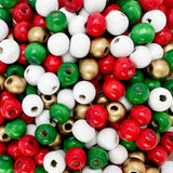 Round Wood Beads 10mm x 9mm Diameter with 3mm Hole, Christmas Mix, 500