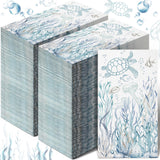 Moinchore 200 Pcs Coastal Turtle Bathroom Paper Guest Towel 2 Ply Summer Guest Napkins Blue Bathroom Paper Hand Towels Jellyfish