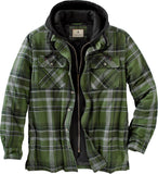Legendary Whitetails Mens Standard Maplewood Hooded Shirt Jacket, Army Green Plaid, Medium