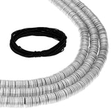 Fun-Weevz 1200 PCS Aluminum Heishi Beads for Jewelry Making Adults, 3 Flat African Bead Strands, Thin Metal Disc Spacer Beads fo