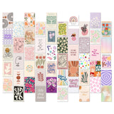 Pastel Preppy Wall Collage Kit 50 Pcs Self Adhesive Aesthetic Posters for Bedroom Room Decor Floral Retro Photo Cards 4x6 Inch (