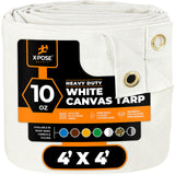 Xpose Safety Canvas Tarp - 10oz White Canvas Tarps Heavy Duty Water Resistant with Brass Grommets- Multipurpose Outdoor Tarpauli