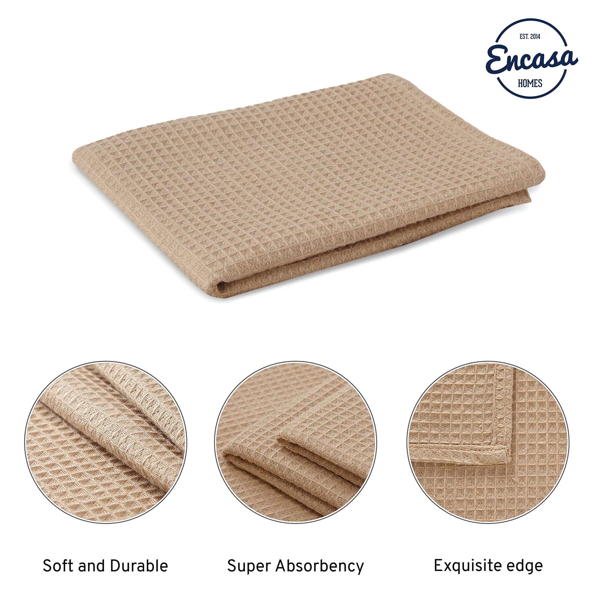 Encasa Homes Anti-Odour Waffle Kitchen Dish Towels, 18 x 28 inch (4 Pc Set) Highly Absorbent, Tea Towels for Cleaning & Quick Dr
