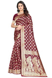 Sugathari Womens Art Silk Maroon Kanchipuram Saree (SAN PARI 72 MAROON)