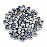 100Pcs M5x 0.8mm Nylon Insert Hex Lock Nuts, 304 Stainless Steel Locknuts,Silver Tone