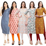 Pinkmint Women's Crepe Digital Print Straight Kurta (Pack of 5) [S-367-368-334-340-333-XXL]