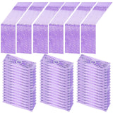 Newwiee 54 Pcs Rose Purple Sequin Chair Sashes and Table Runners, 48 Sequin Chair Bows, 6 Glitter Table Runners for Birthday Par