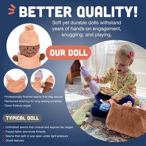 Basket Of Babies Creative Minds Plush Dolls, Soft Baby Dolls Set, 6 Piece Set For All Ages