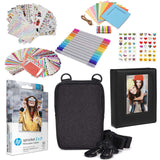 HP 2x3 Premium Zink Photo Paper (50 Pack) Accessory Kit with Photo Album, Case, Stickers, Markers