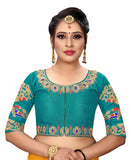 Vihu Fashion Womens Silk Floral Half Sleeve Regular Blouse (VF Rakhi Rama 38