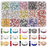 1200 pcs 6mm Spacer Beads for Crafting, 15 Colors Rondelle Spacer Beads Box, Fancy Sparkle Crystal Rhinestone Loose Beads for Ne