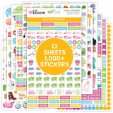 bloom daily planners Planner Sticker Value Pack (13 Unique Sheets / 1,000+ Aesthetic Stickers) - New Variety Assortment Bundle f