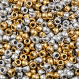 ANCADN 1000pcs Pony Beads 6 * 9mm Large Plastic Bead Golden&Silver Beads for Hair Braiding Bracelets Making (Matte Golden&Silver