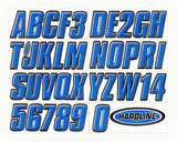 Hardline Products Series 800 Factory Matched 3-Inch Boat & PWC Registration Number Kit, Blue/Black