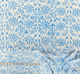 Indian Hand Block Print 60/60 Blue 100% Cotton Fabric by The Yard, Lightweight Floral Quilting & Sewing Fabric for Dressmaking, 