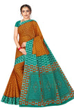 TAMAIRA FASHION Womens Plain Weave Pure Cotton Saree Without Blouse Piece(AB15_Mustard&Seagreen)