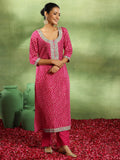 Libas Women Silk Blend Kurta Set (49272, Pink, 2Xl