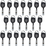 20 Pack Retractable Clipon Carabiner ID Badge Holder Reels Extends up to 1.75 Feet for Security Badge, Keys, Identification, 