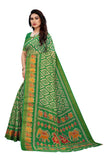 Gosriki Women'S Linen Cotton Floral Printed Saree With Blouse Piece (Lasya Green_Green),Green,,B097ZQQPW4