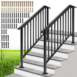 VIVOHOME 2-Pack Galvanized Steel Hand Rails for Outdoor Steps - 54.1 Black Oval and Safety Balusters Exterior Railing Kit for Po