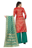 Anni Designer Women'S Red Color Banarasi Embellished Unstitched Salwer Suit (Zeenat Red_Free Size),Red,free,Silk Blend,Regular,