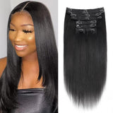 Affordable 14 Inch Yaki Straight Clip ins Human Hair Brazilian Yaki Straight Clip in Hair Extensions Unprocessed Virgin Hair cli