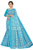 TAMAIRA FASHION Womens Plain Weave Pure Cotton Saree Without Blouse Piece(2479_Turquoise)