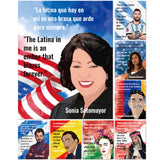 Fiupan Spanish English Hispanic Heritage Month Poster, 8Pcs Back to School Celebrity Motivational Quotes Classroom Poster Set, F