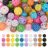 YONOVO 50Pcs Rhinestone Beads for Pens, 20mm Resin Rhinestone & Snowflake and 16mm Sequin Beads, Round Sparkly Chunky Bubblegum 