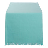 DII Everyday Collection, Fringed Check Tabletop, Table Runner, 14x108, Solid Aqua