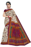 TAMAIRA FASHION Womens Plain Weave Pure Cotton Saree Without Blouse Piece(1560_Beige&Magenta)