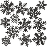 Whaline 48Pcs Christmas Paper Cut-Outs Double-Sided Glitter Blue Purple Silver Snowflake Cutouts with Glue Point for Xmas Winter