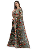 Patlani Fashion New Bollywood Blockbuster Design Launching Net Embroidery Designer Saree Black.
